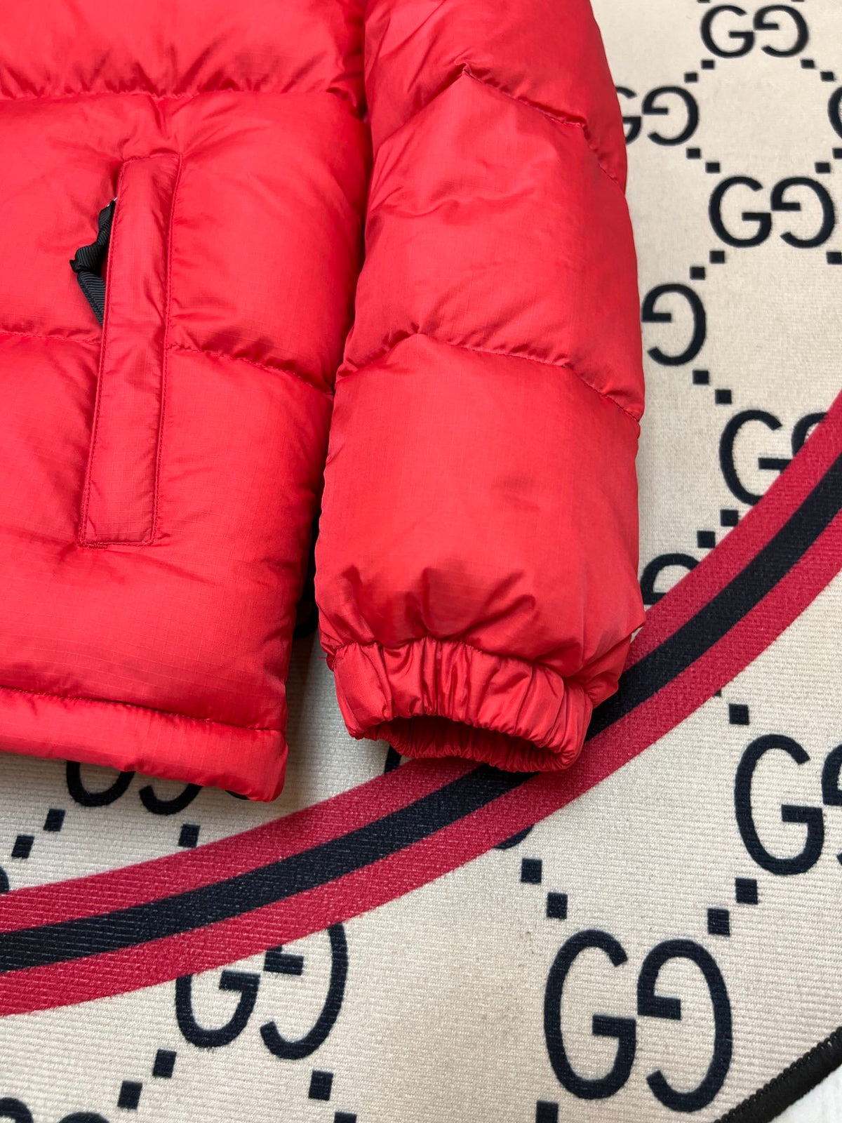 The North Face Red & Black Colorblock Puffer Jacket