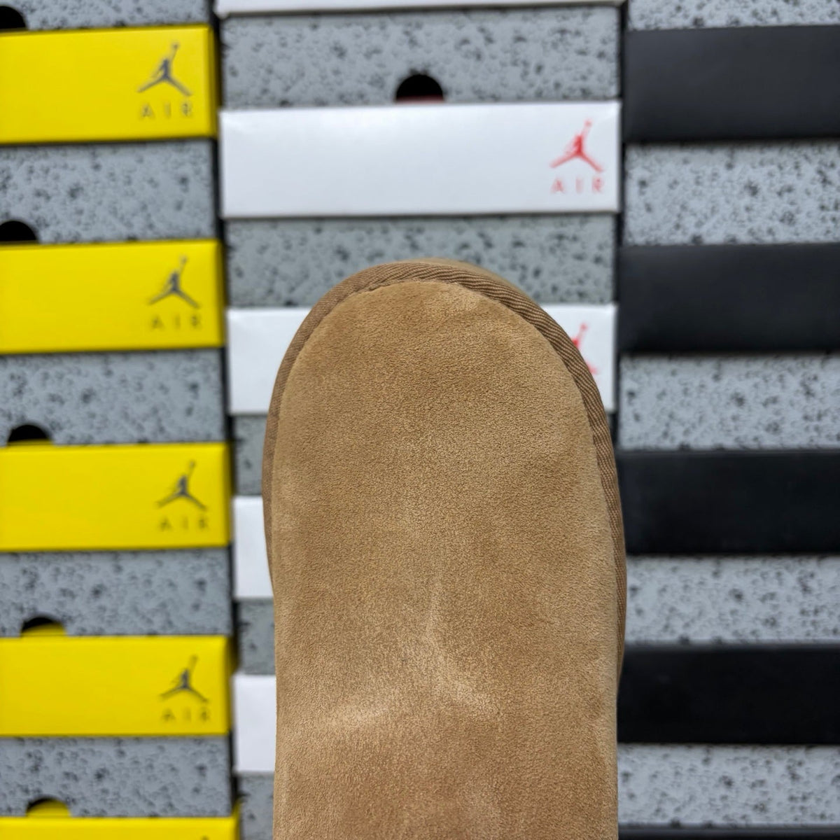 UGG Classic Mini Weather Hybrid Women's Boot – Suede & Stretch Collar Ankle Boot with Orange Pull Loop, UGG SugrSole & Weather-Resistant Construction in Wheat