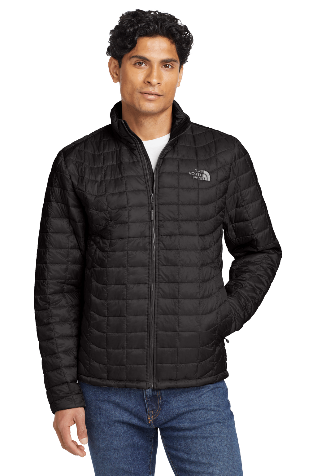 The North Face Black Grid-Quilted Stand-Collar Jacket