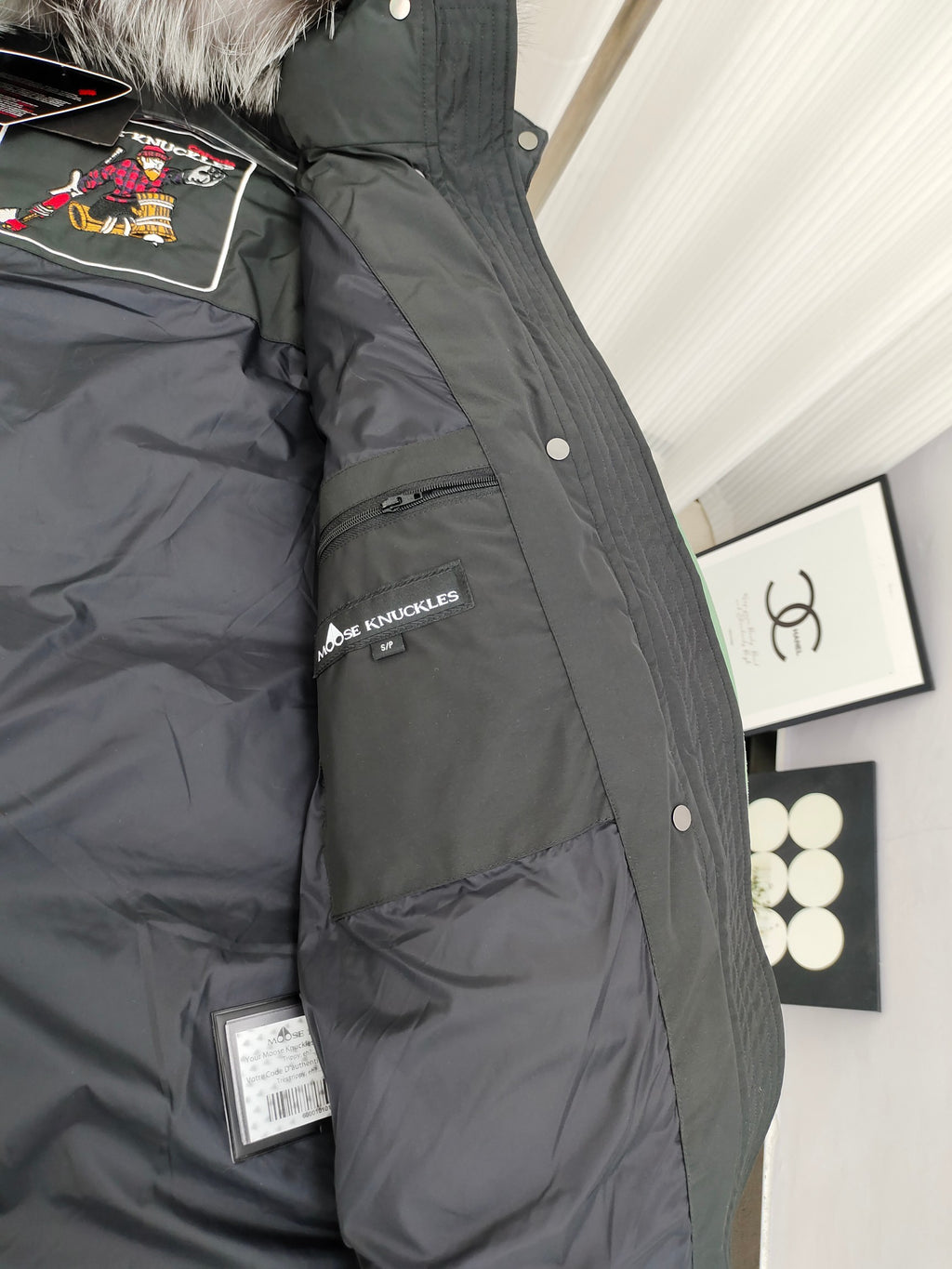 Moose Knuckles Long Hooded Puffer Parka with Plush-Look Trim