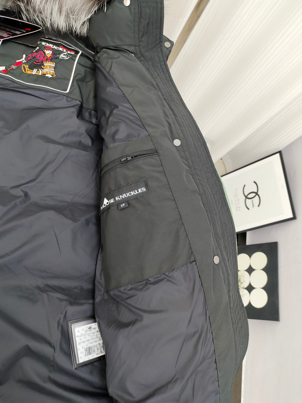 Moose Knuckles Long Hooded Puffer Parka with Plush-Look Trim