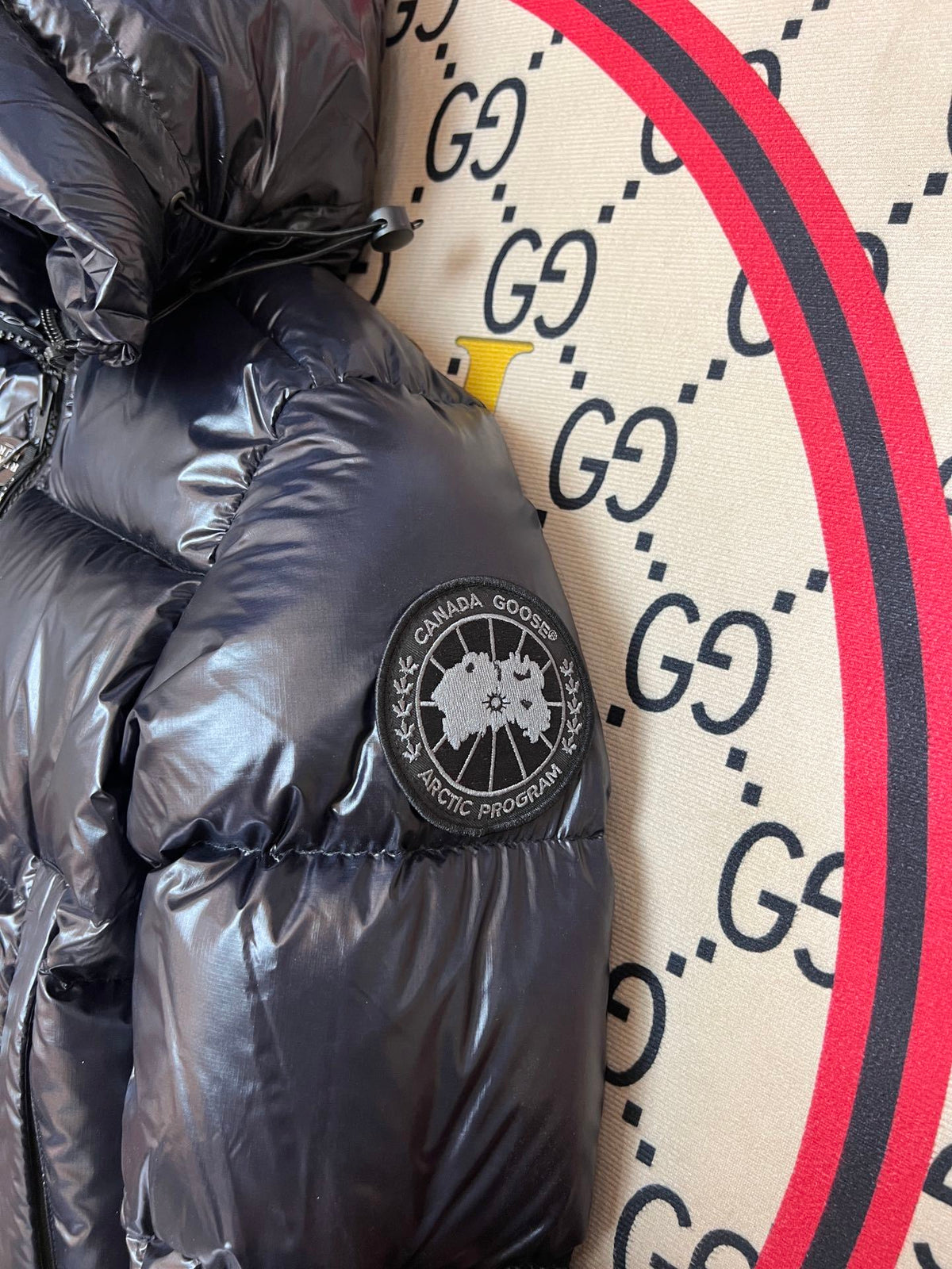 Glossy Black Hooded Puffer Jacket