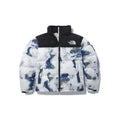 The North Face White & Blue Abstract Print Puffer Jacket
