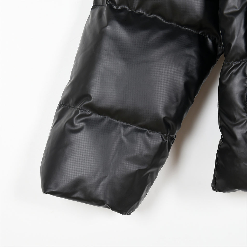 Prada Black Glossy Stand-Collar Puffer Jacket