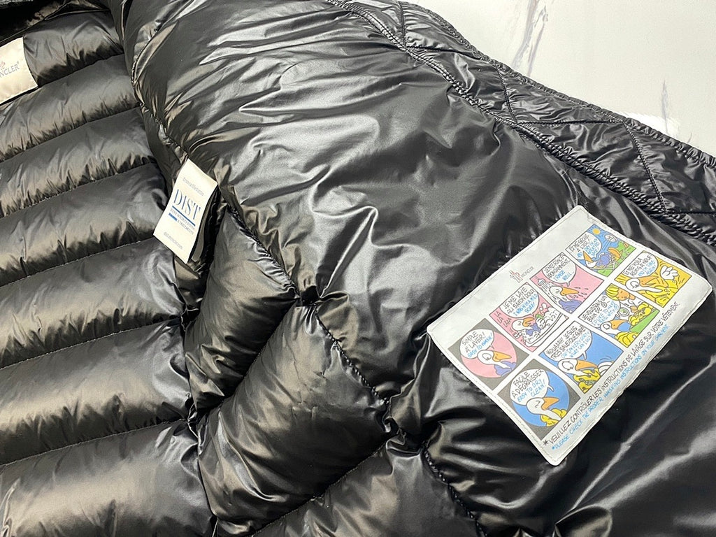 Moncler Black Glossy Long Hooded Puffer Coat