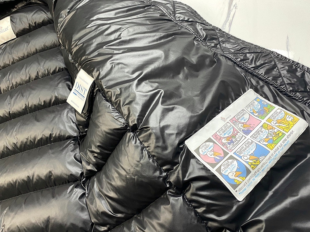 Moncler Black Glossy Long Hooded Puffer Coat