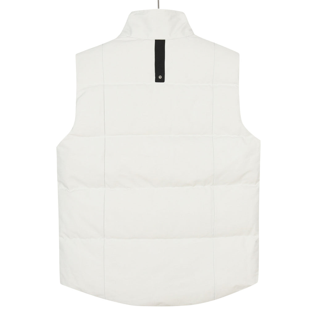 Moose Knuckles White Silver-Logo Stand-Collar Puffer Vest