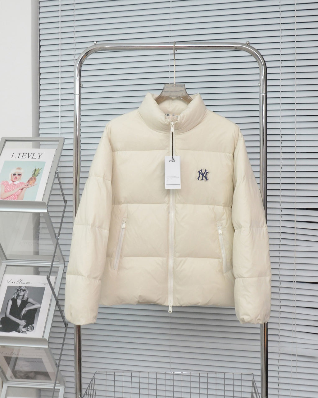 MLB NY Logo Stand-Collar Puffer Jacket