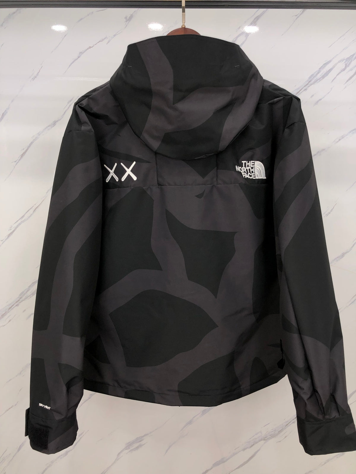 The North Face Black & Gray Abstract Print Hooded Jacket