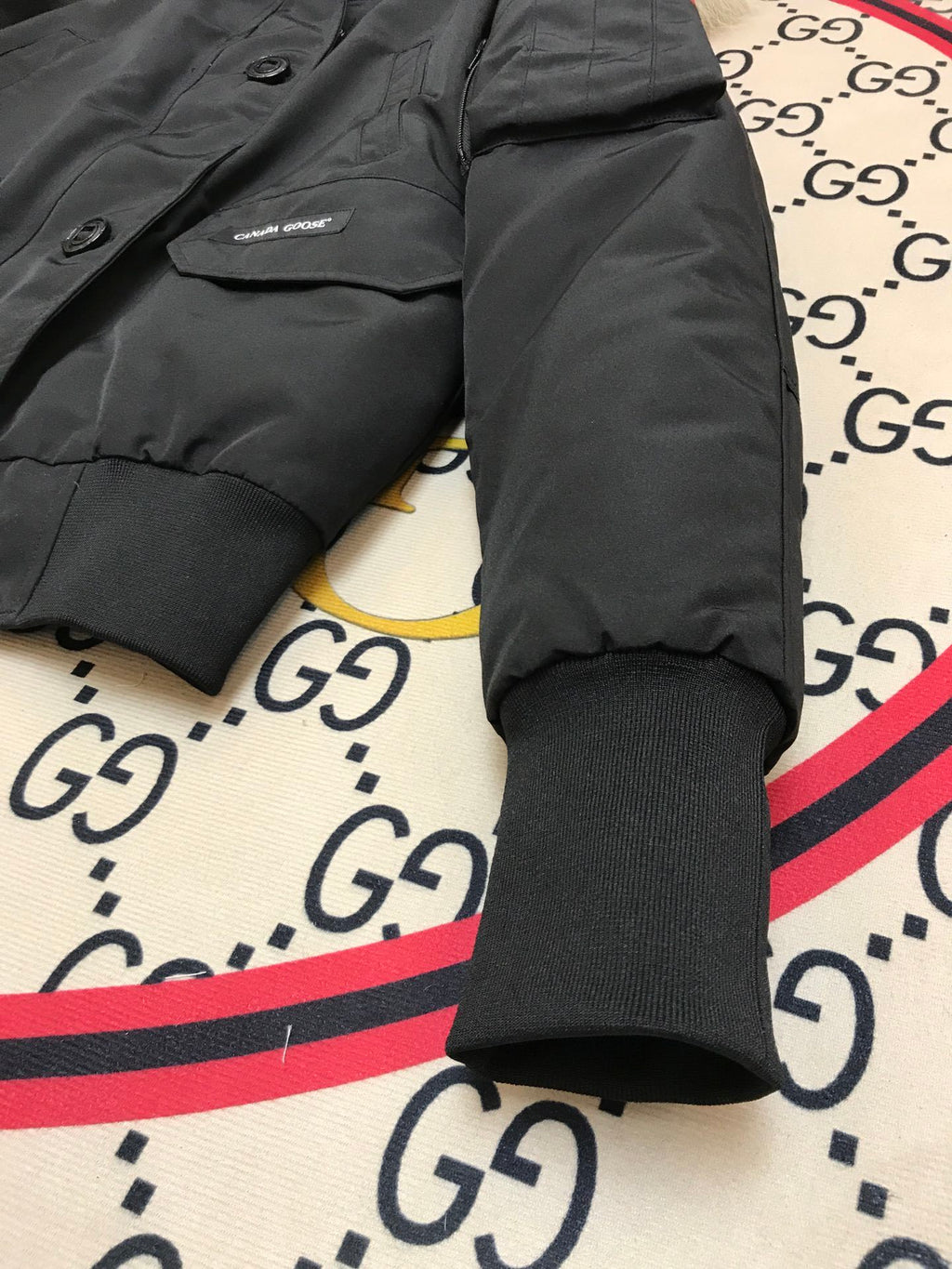 Canada Goose Black Button-Front Hooded Bomber Jacket