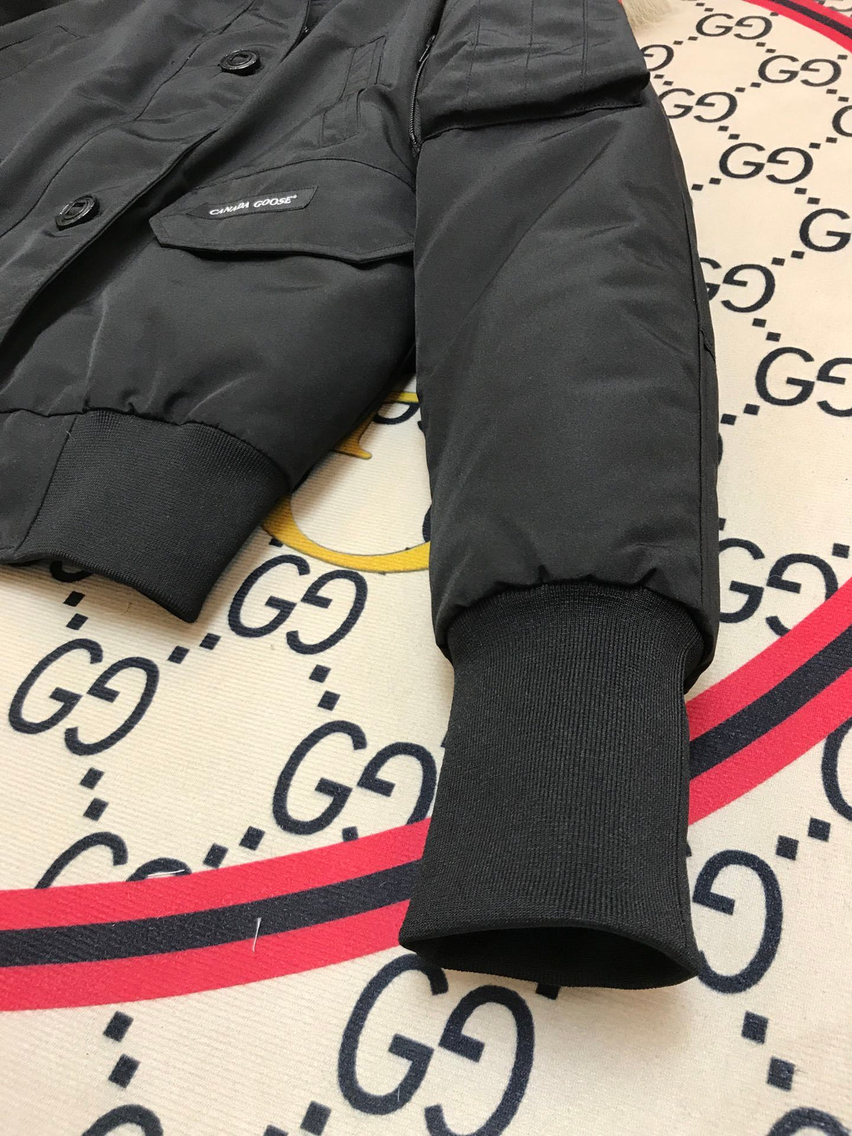 Canada Goose Black Button-Front Hooded Bomber Jacket