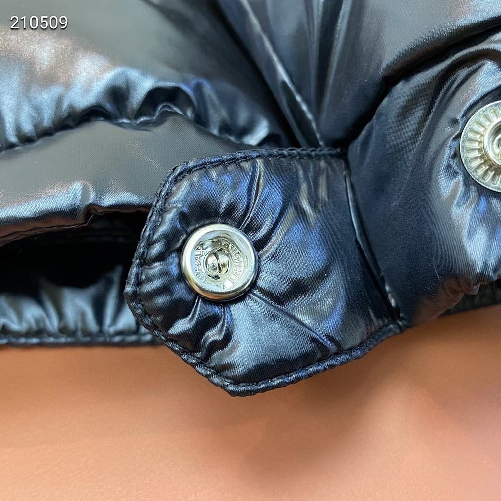 Moncler Black Glossy Hooded Puffer Jacket