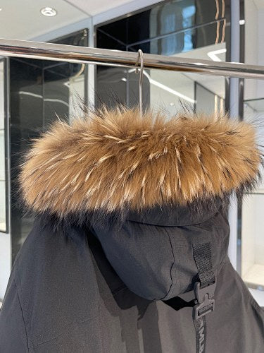 MLB NY Logo Black Hooded Parka with Plush-Look Trim