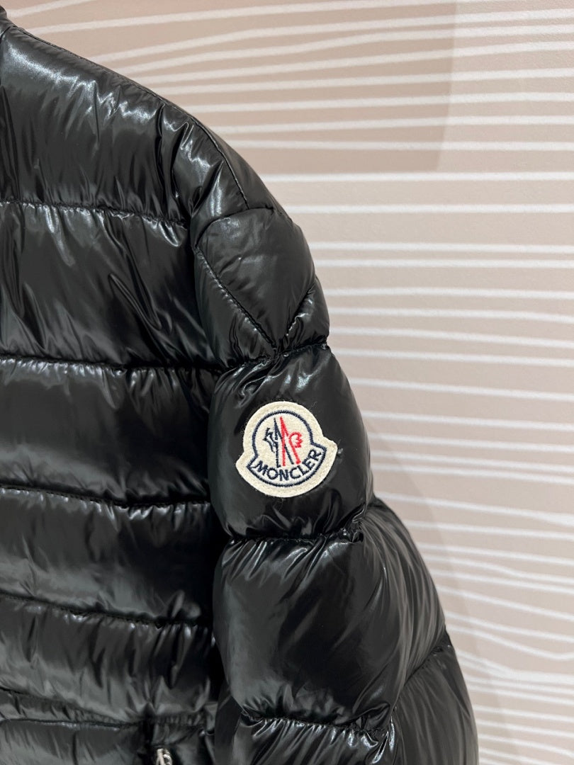 Moncler Black Glossy Stand-Collar Puffer Jacket