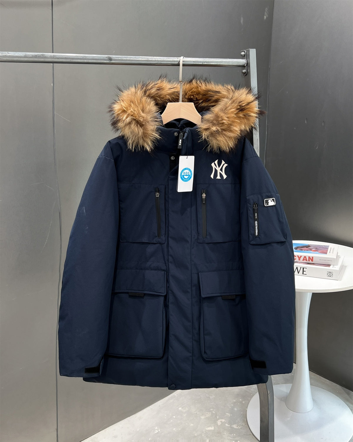 NY Logo Hooded Parka with Plush-Look Trim