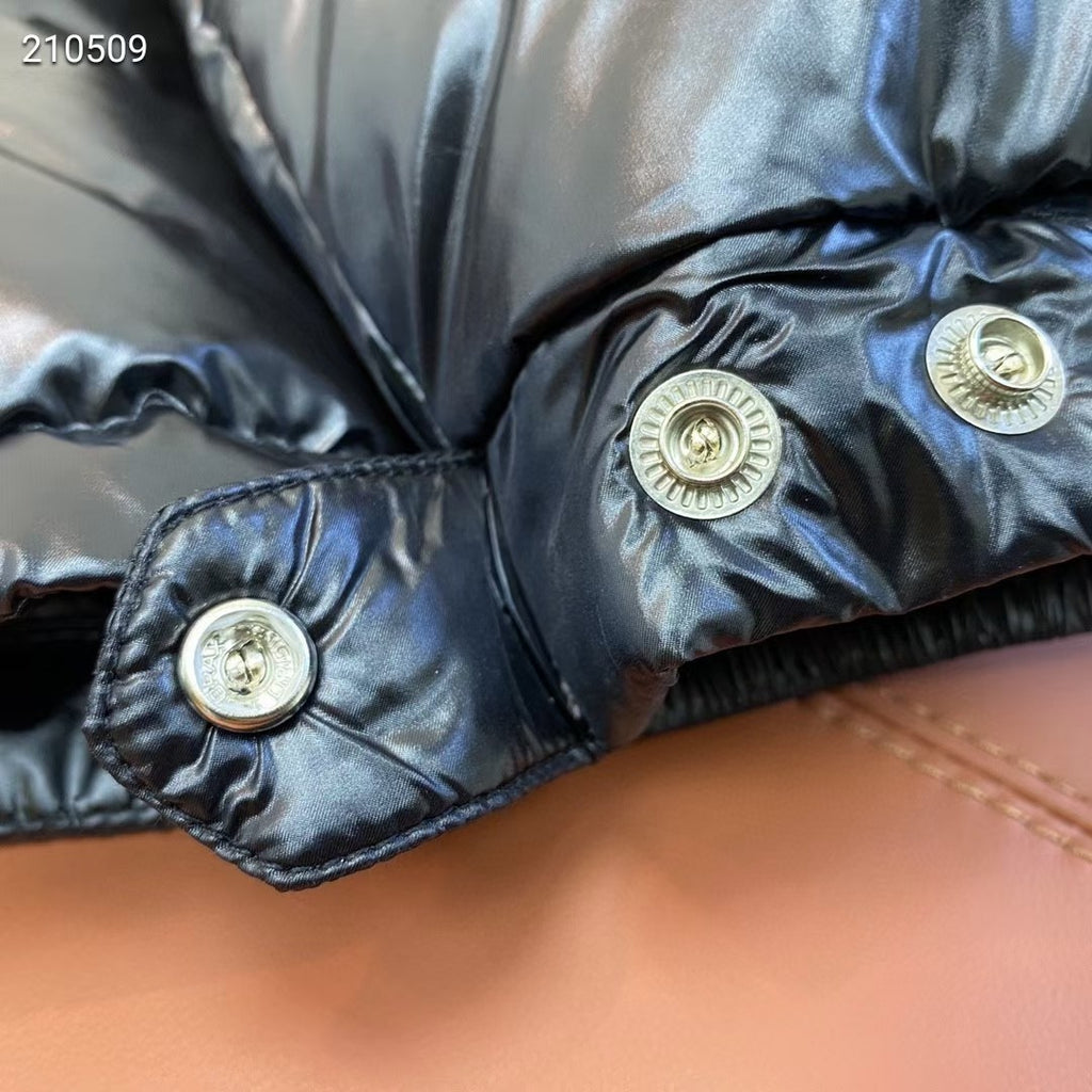 Moncler Black Glossy Hooded Puffer Jacket