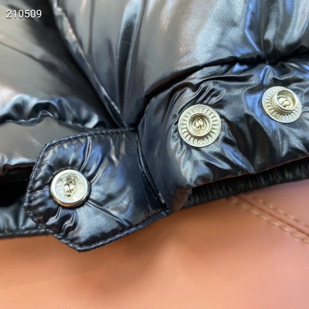 Moncler Black Glossy Hooded Puffer Jacket
