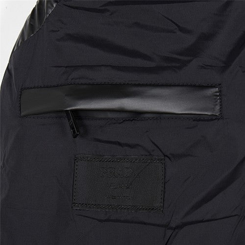Prada Black Glossy Stand-Collar Puffer Jacket