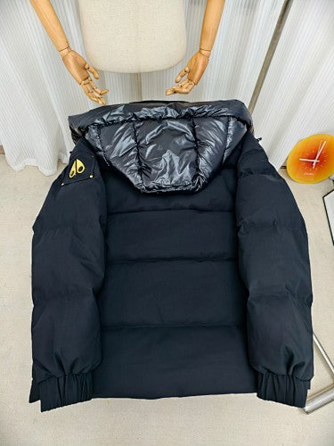Moose Knuckles Black Hooded Jacket with Gold-Tone Hardware