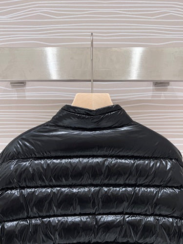 Moncler Black Glossy Stand-Collar Puffer Jacket