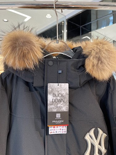 MLB NY Logo Black Hooded Parka with Plush-Look Trim