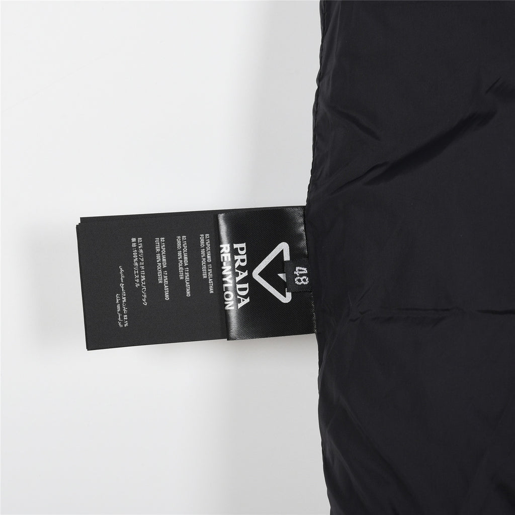 Prada Black Glossy Stand-Collar Puffer Vest