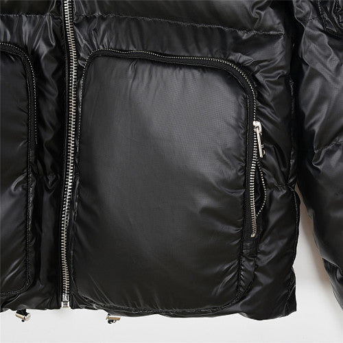 Prada Black Glossy Stand-Collar Puffer Jacket