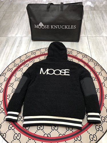 Moose Knuckles Textured Hooded Zip-Up Jacket with Striped Trim