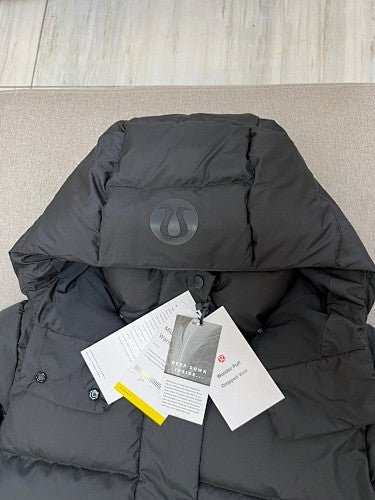 lululemon Black Hooded Puffer Jacket with Snap Placket