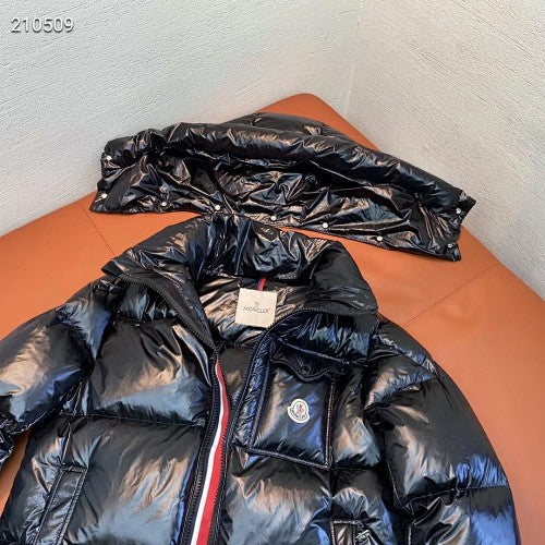 Moncler Black Glossy Hooded Puffer Jacket