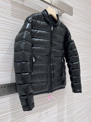 Moncler Black Glossy Stand-Collar Puffer Jacket