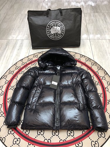 Glossy Black Hooded Puffer Jacket