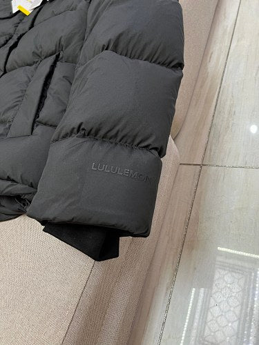 lululemon Black Hooded Puffer Jacket with Snap Placket
