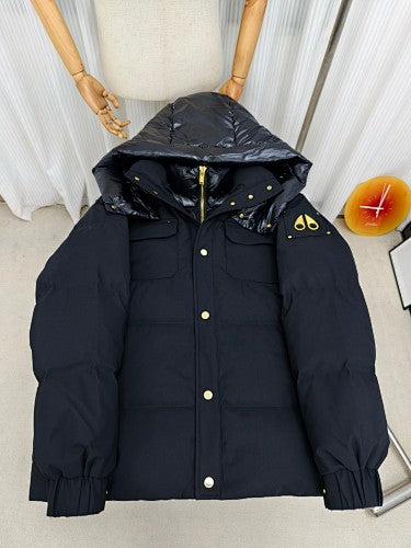 Moose Knuckles Black Hooded Jacket with Gold-Tone Hardware