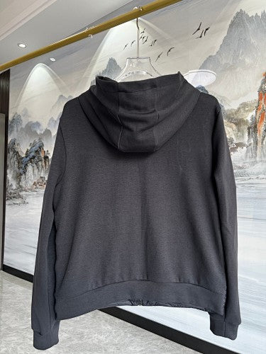 Moncler Black & White Stripe Quilted-Front Hooded Jacket
