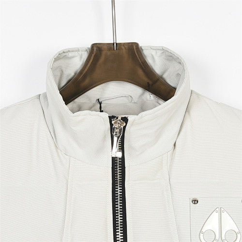 Moose Knuckles White Silver-Logo Stand-Collar Puffer Vest