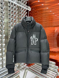 Moncler Black Graphic-Back Stand-Collar Puffer Jacket