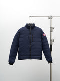 Canada Goose Navy Blue Zip-Chest Stand-Collar Puffer Jacket