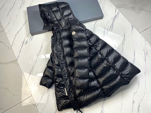 Moncler Black Glossy Long Hooded Puffer Coat