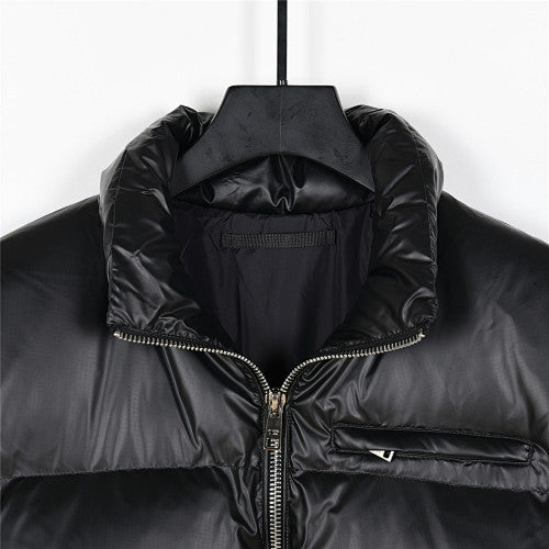 Prada Black Glossy Stand-Collar Puffer Jacket
