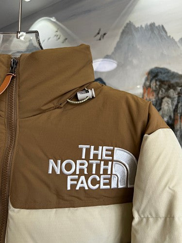 The North Face Ivory & Brown Colorblock Puffer Jacket