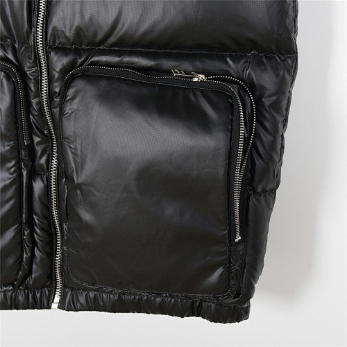 Prada Black Glossy Stand-Collar Puffer Vest