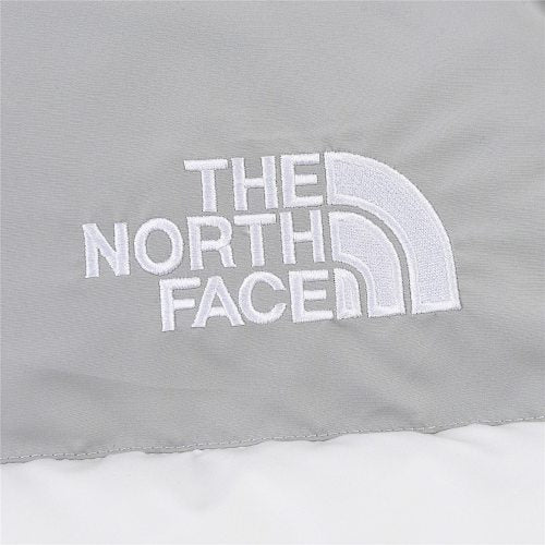The North Face White and Gray Colorblock Puffer Jacket