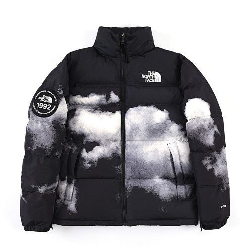The North Face Black & White Cloud-Print Puffer Jacket