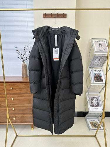 lululemon Black Longline Hooded Puffer Coat