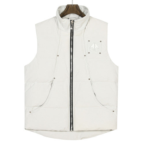 Moose Knuckles White Silver-Logo Stand-Collar Puffer Vest