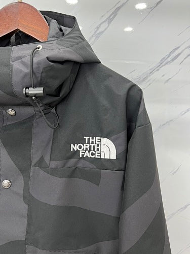 The North Face Black & Gray Abstract Print Hooded Jacket