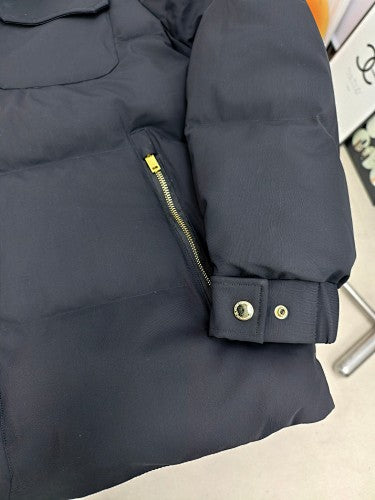 Moose Knuckles Black Hooded Jacket with Gold-Tone Hardware