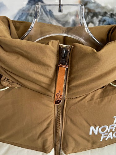 The North Face Ivory & Brown Colorblock Puffer Jacket