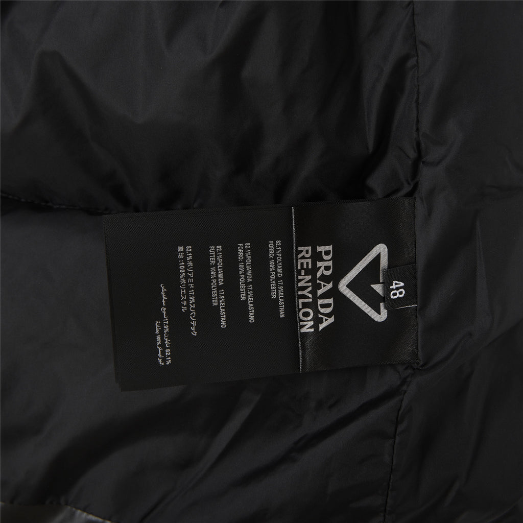 Prada Black Glossy Stand-Collar Puffer Jacket